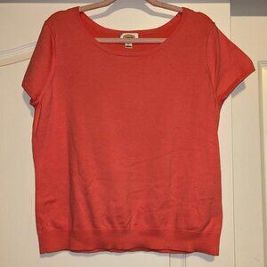 Talbots coral pink short sleeve sweater top woman's size XL